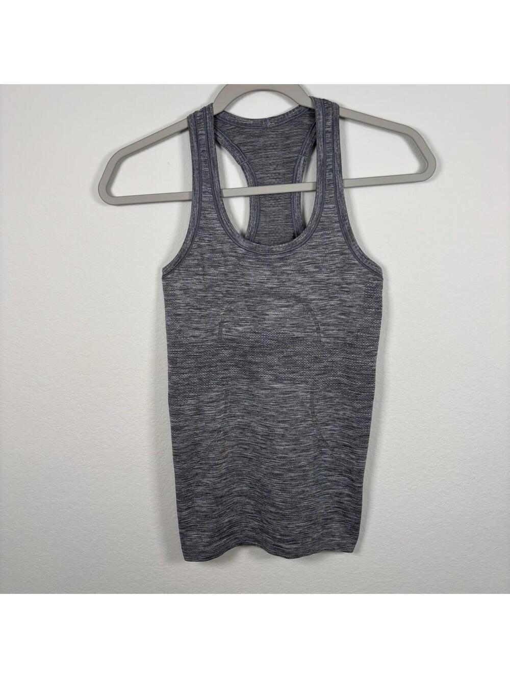 Womenâs Lululemon Swiftly Tank Top Heathered Medium Grey Size 4 Run Gym EUC